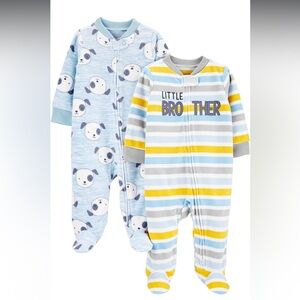 NWOT Carter's Newborn Baby Boys 2-pack fleece footed sleeper pajamas